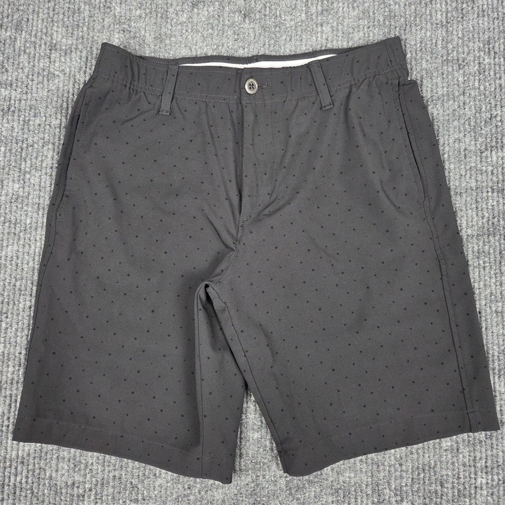 Under Armour Mens Golf Shorts 32 Gray Black Diamond Print Performance 261001